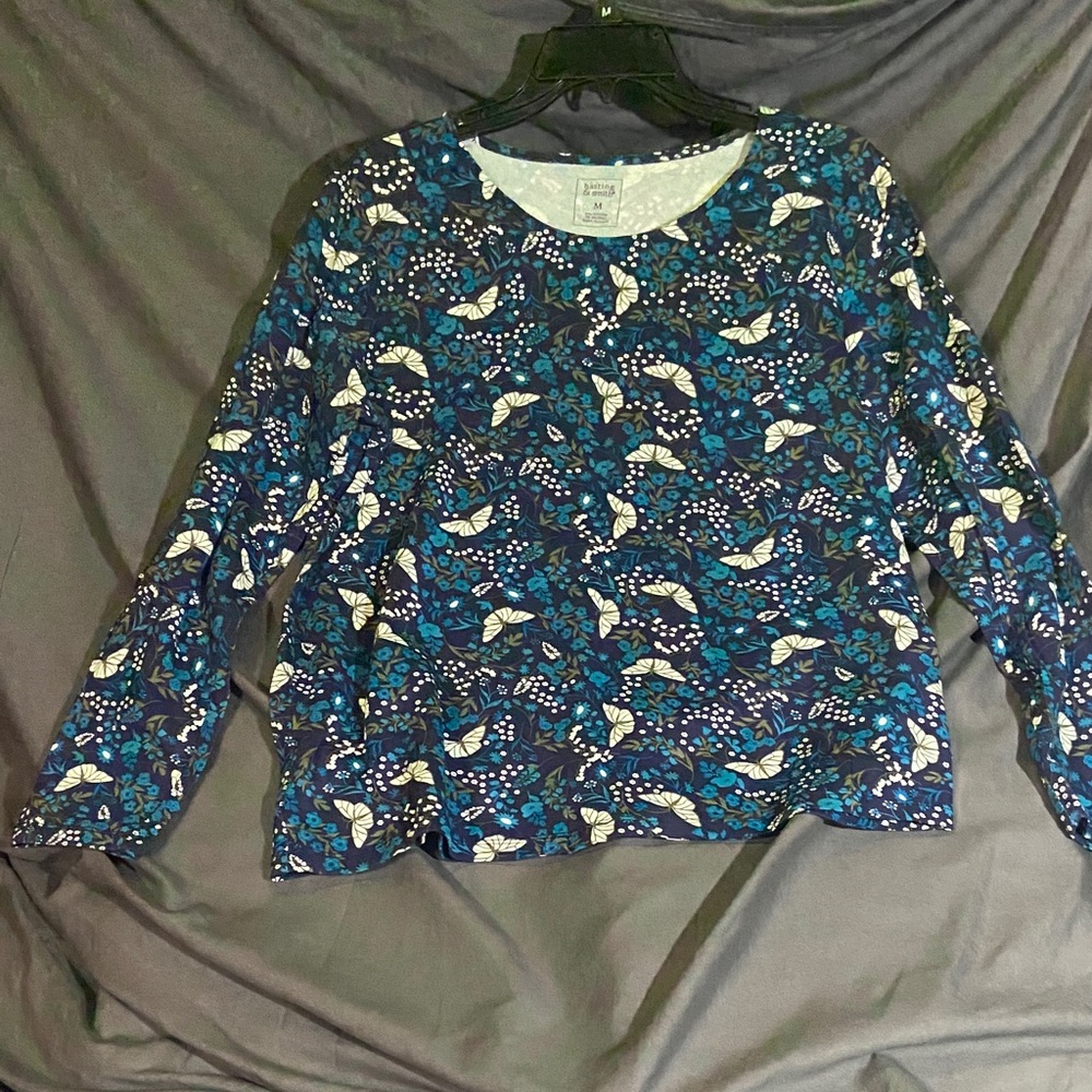 Elegant Blue Floral Women's Blouse